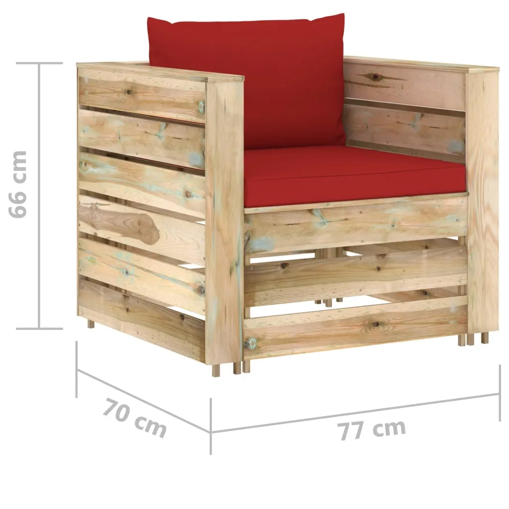 Set Salotto da Giardino 2 pz | Set di Mobili da Esterno con Cuscini Legno Impregnato Verde
