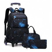 Borsa da Scuola con Ruote - Trolley - Zaino per la Scuola - Borsa per la Colazione - Etui - Borsa in Nylon Waterresistente - Dimensioni 30x23x46cm - Trolleybag