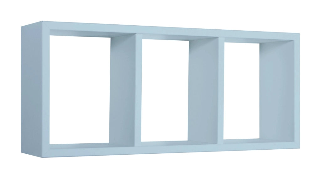 Mensola Rettangolare 3 Scomparti da Parete 70x30x15.5 cm in Fibra di Legno Tristano Blu Baltico