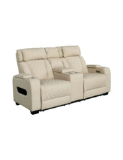 Divano cinema DOMUS 2 posti relax elettrico in similpelle – Beige – 190 x 101 x 103 cm
