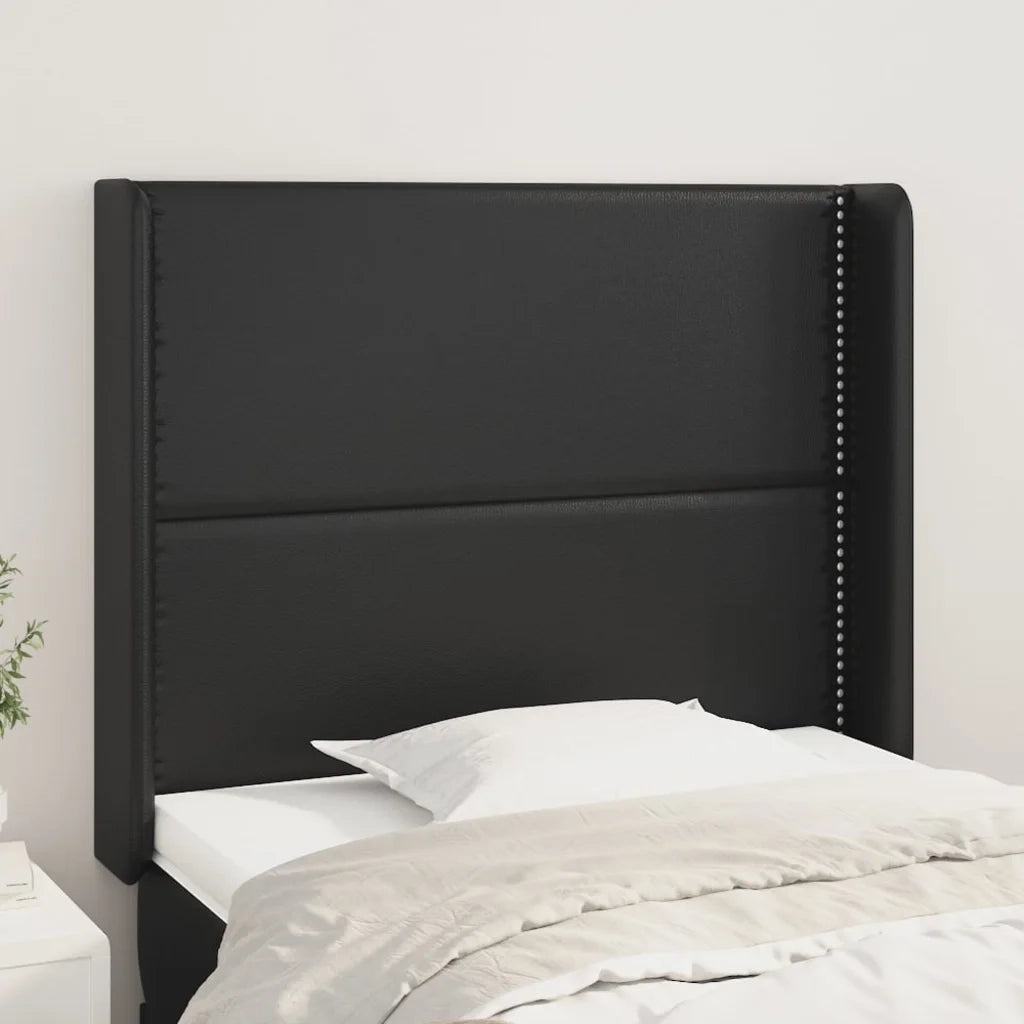 Testiera | Testata ad Orecchio Nera 103x16x118/128 cm in Similpelle
