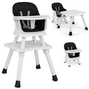 Seggiolone 6 in 1 per bambini 58 x 58 x 98 cm con comodo cuscino e vassoio rimovibile PP nero 20_0011224