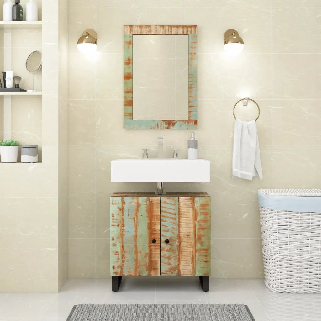 vidaXL Specchio 70x50 cm in Legno Massello di Recupero e Vetro