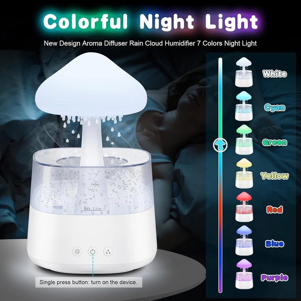 Trade Shop - Umidificatore Nuvola Di Pioggia Diffusore Oli Essenziali Aromaterapia Con 7 Luci -