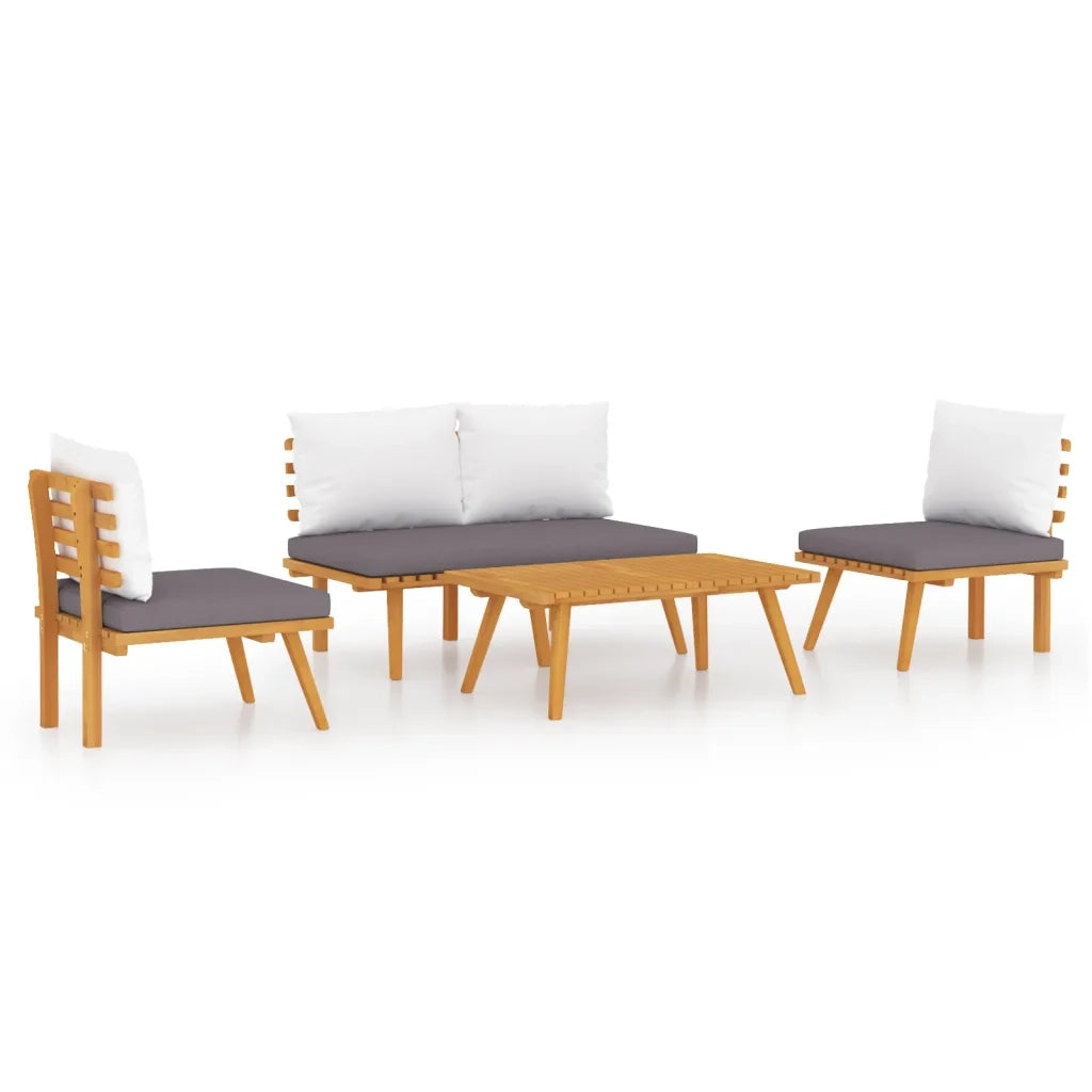 Set Divani da Giardino 4 pz con Cuscini in Massello di Acacia 46676