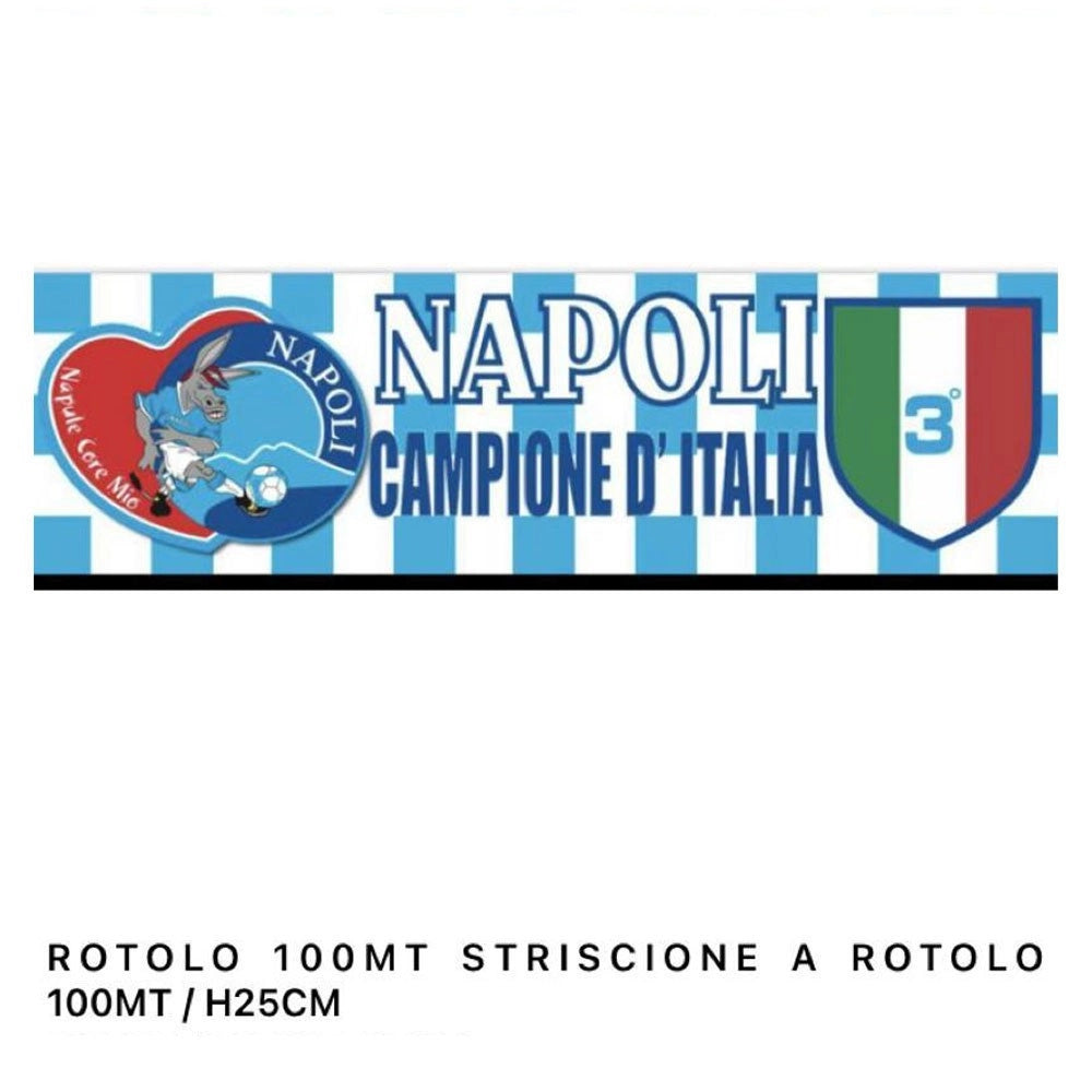 Trade Shop - Striscione Bandierone Calcio Napoli Festa Terzo Scudetto Bianco Azzurro 100 Mt -