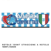 Trade Shop - Striscione Bandierone Calcio Napoli Festa Terzo Scudetto Bianco Azzurro 100 Mt -