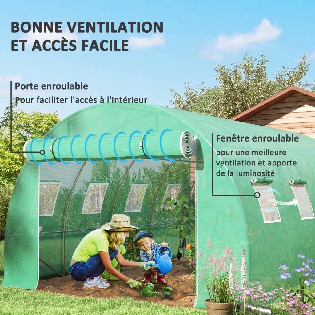 Tenda da serra tunnel 12 m2 ¨C zephmum ¨C verde 4x3x2 m PE anti-UV impermeabile 8 finestre porta a zip