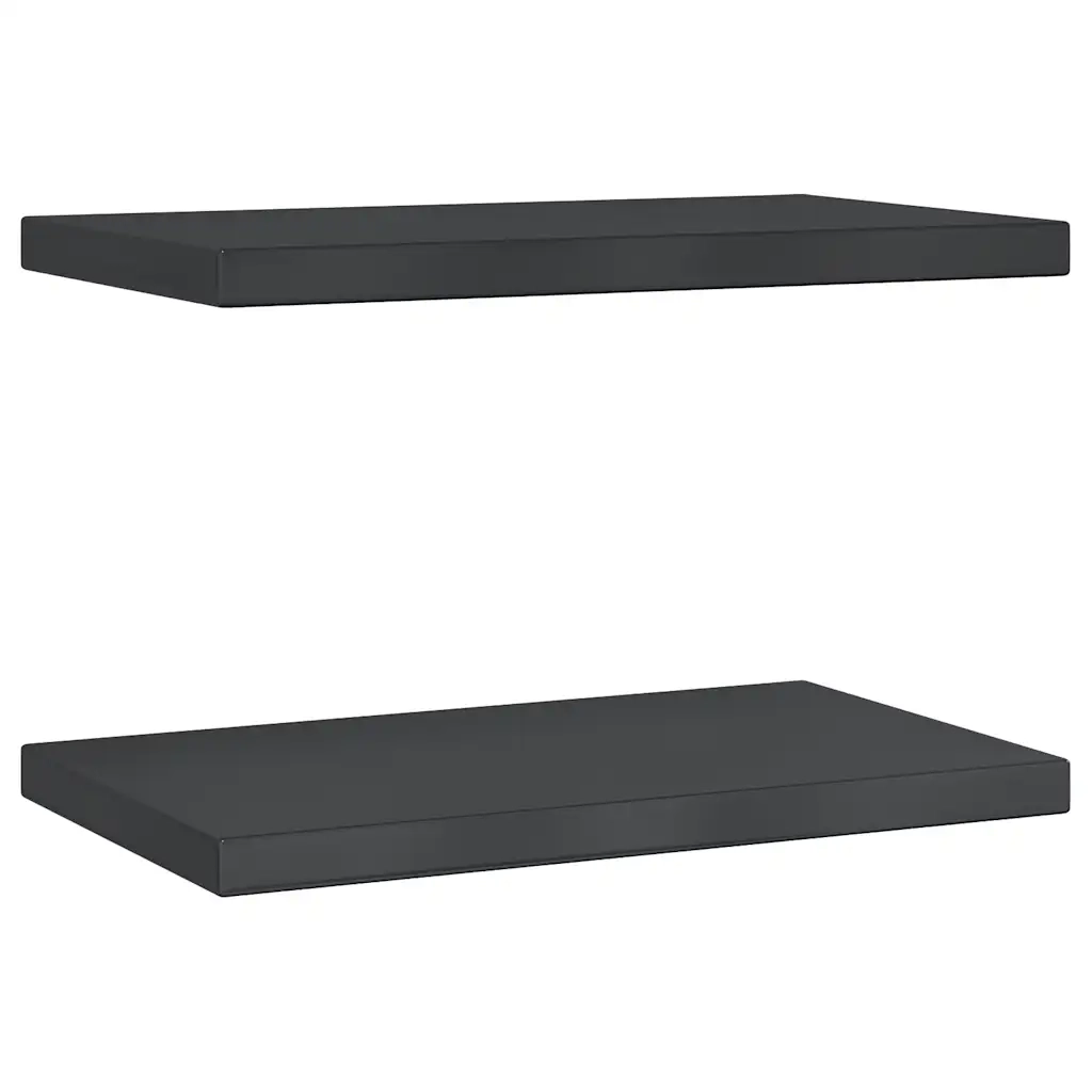 vidaXL Mensole a Muro 2 pz 50x30x3 cm Nero in Acciaio Inossidabile
