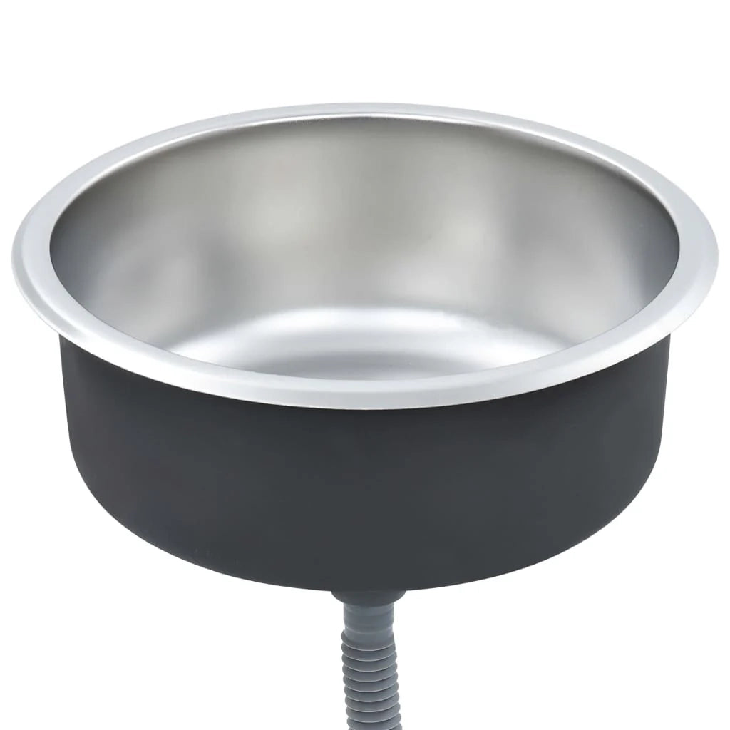 Lavello da cucina con filtro e sifone lavello rotondo da incasso superficie antigraffio acciaio inossidabile resistente adatto per interni domestici 02_0002355