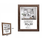 Trade Shop - Cornice Per Foto Porta Fotografie Quadri Tele 30x40 Cm Modello Legno Scuro 71639 -