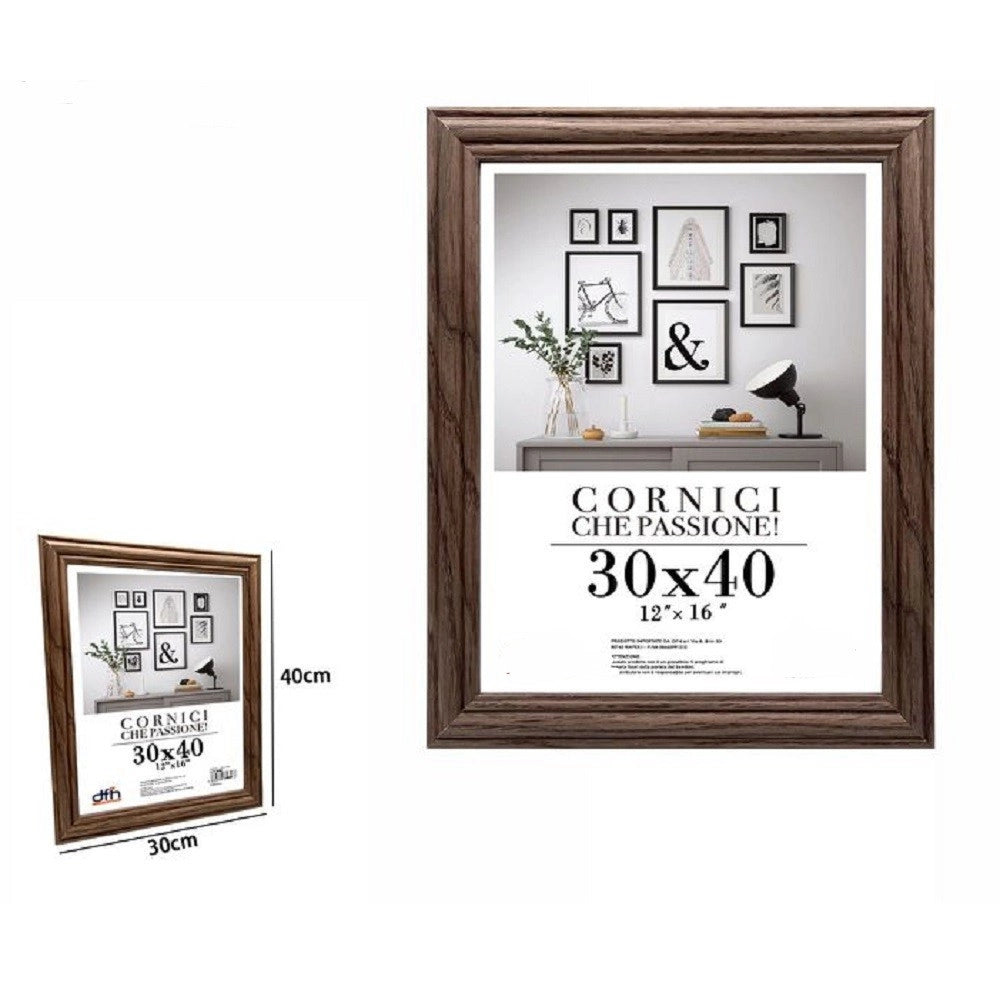 Trade Shop - Cornice Per Foto Porta Fotografie Quadri Tele 30x40 Cm Modello Legno Scuro 71639 -