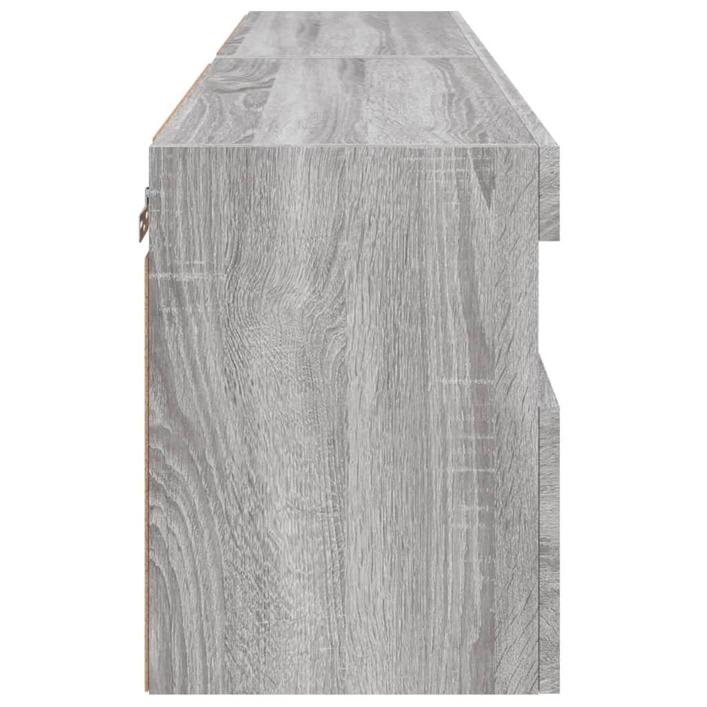Mobile TV multimediale da parete mensola TV credenza mobile TV sala da pranzo soggiorno camera da letto e luci LED 2 pezzi Sonoma 60 x 30 x 40 cm grigio 02_0029152