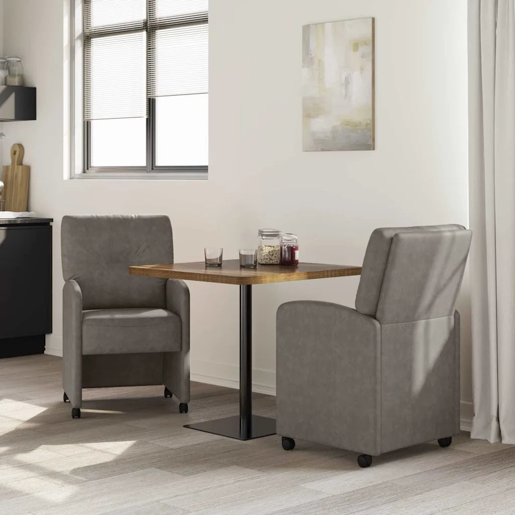 Sedie da Pranzo con Ruote 2 pcs Grigio 57 x 67 x 95 cm