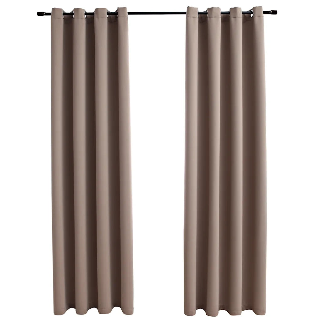 Tende Oscuranti | Tende Blackout con Anelli Metallo 2 pz Grigio Talpa 140x225 cm