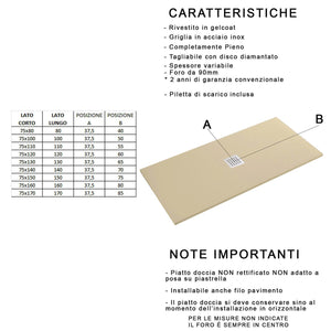 Piatto Doccia in Pietra 70x150 cm Bonussi Ardesia Stone Central Marrone