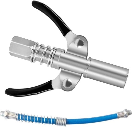 Vetspuitkoppeling con 30 cm Slang - Accessorio per Pistola a Iniezione - G Koppeling - Bevalling per Tubo di Iniezione - Bocchetta per Tubo di Iniezione a Kegliatura - Adatto a Tutti i Tipi di Pistole a Iniezione - Qualità Duratura