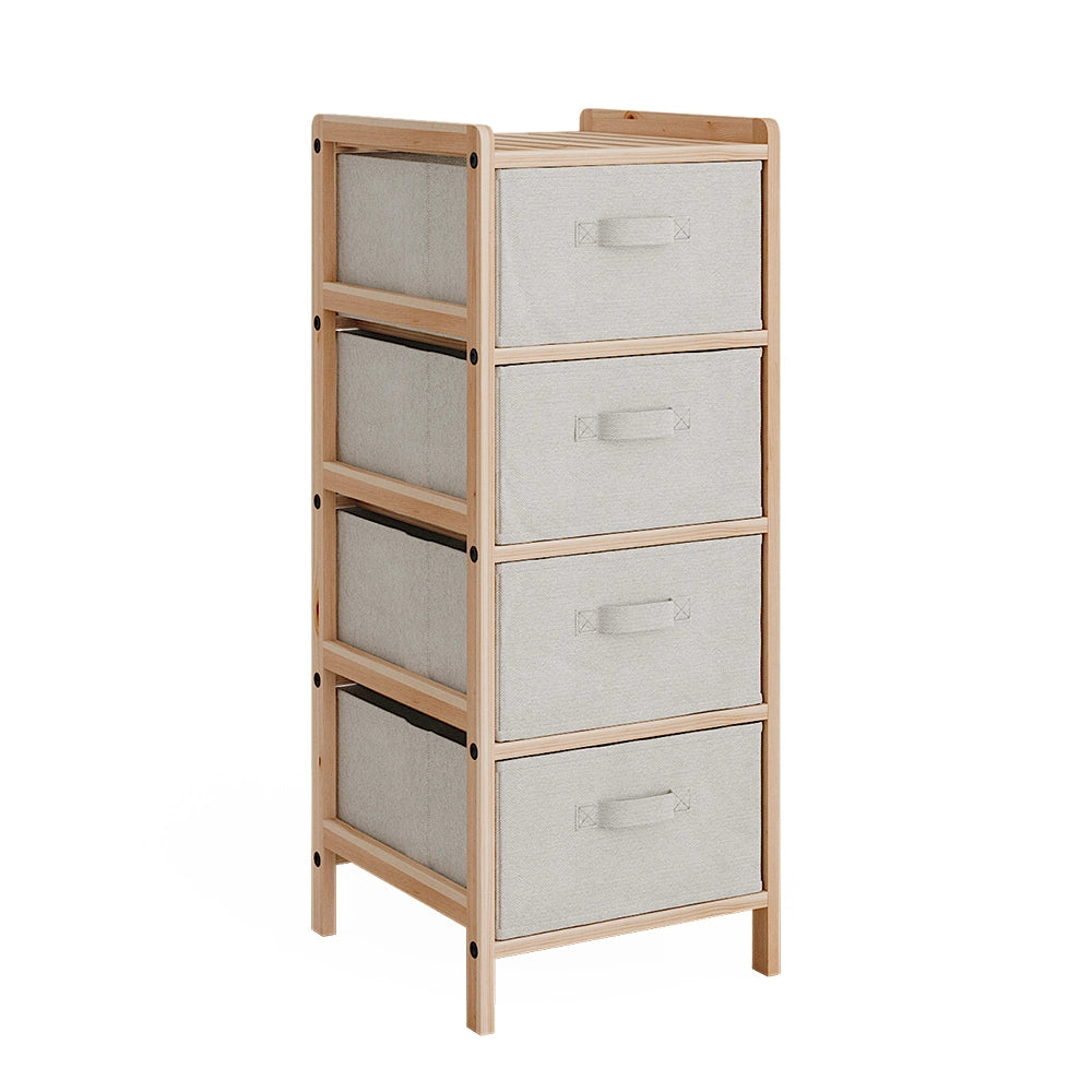 Vicco Mobile da bagno Beige 34.5 x 86 cm con 4 cassetti in tessuto