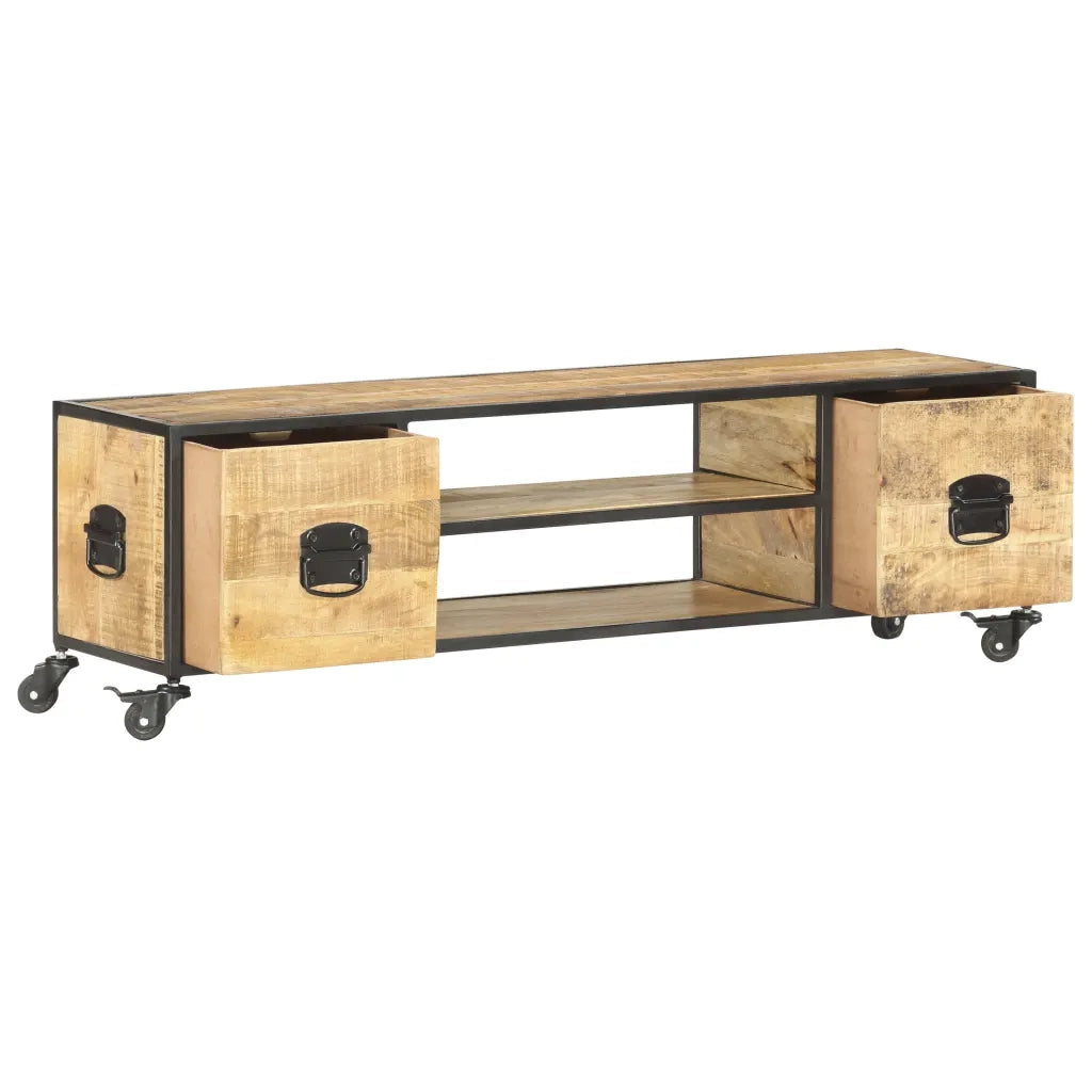 Mobile Porta TV-Credenza per TV 130x30x39 cm in Legno Massello di Mango