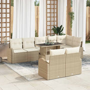 Set Divano da Giardino 9 pcs Beige e Crema polyrattan 3348667