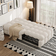 Letto Singolo Imbottito con Pouf ¨C MINIMAL ¨C Tessuto Teddy Beige