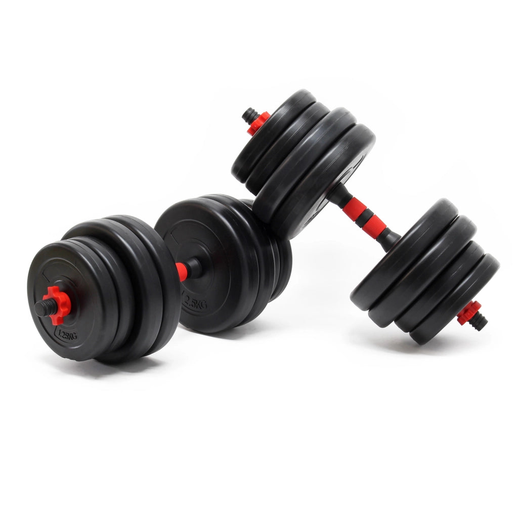 LUXTRI Set di manubri 30kg con 16 dischi in cemento 2 manubri filettati Chiusure a stella