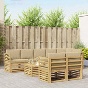 Set di divani da esterno 9 pcs Bianco e Beige 59 x 59 x 37 cm