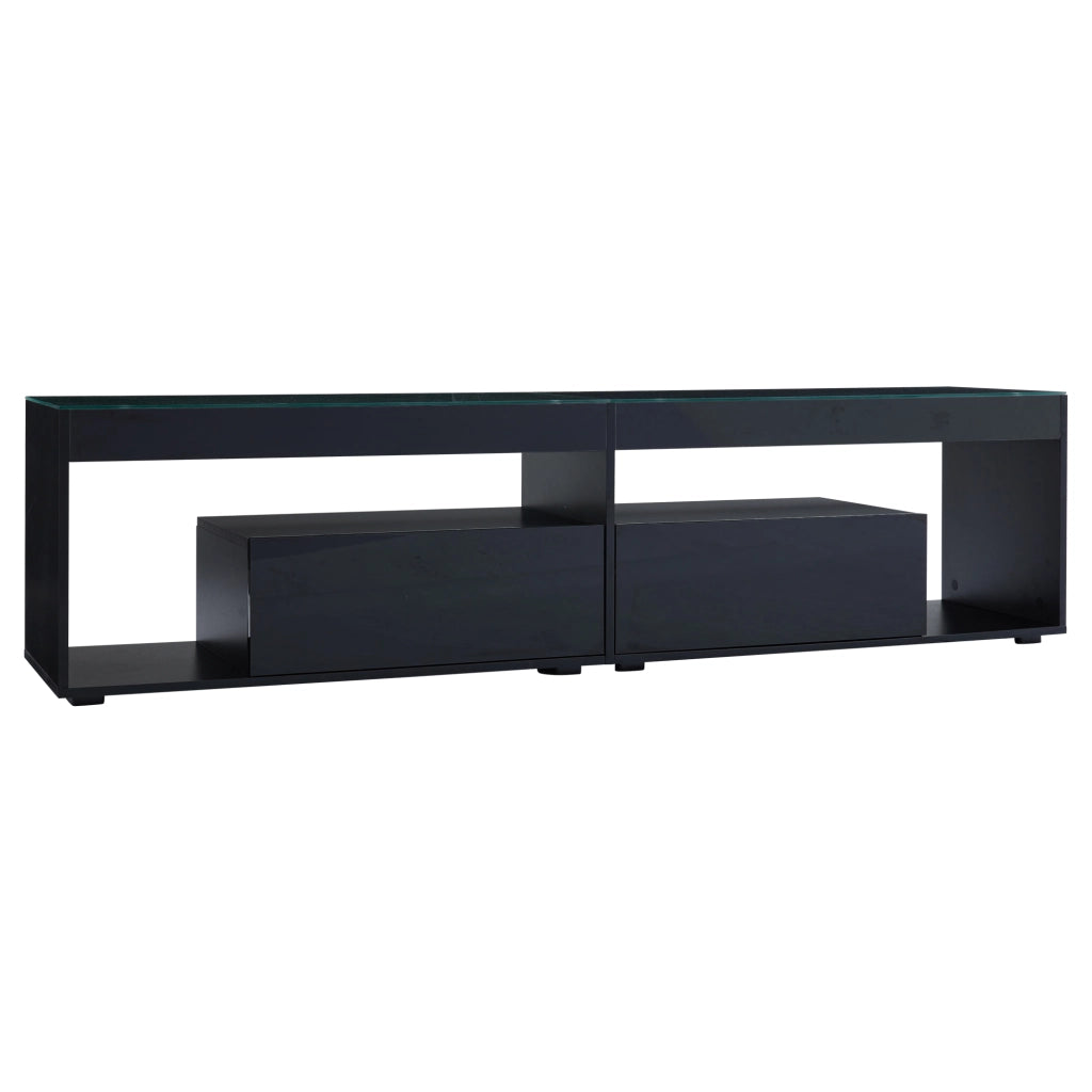 Mobile TV LED lucido - Zephmum- Fino a 70 pollici, 2 cassetti, nero