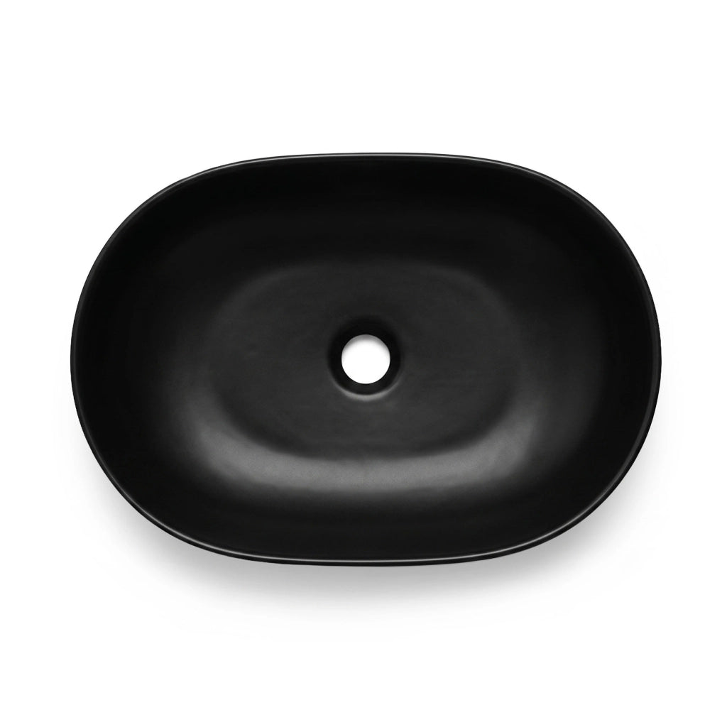 Lavabo da appoggio ovale ELIPSE ceramica 49 cm Nero Opaco