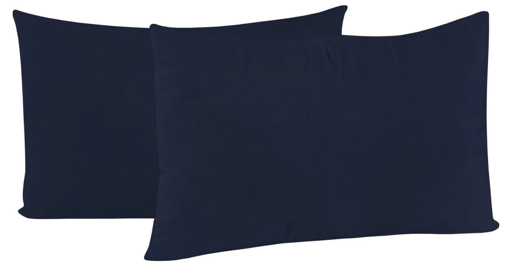 Coppia di Federe 52x82 cm in Microfibra Tinta Unita Blu Scuro