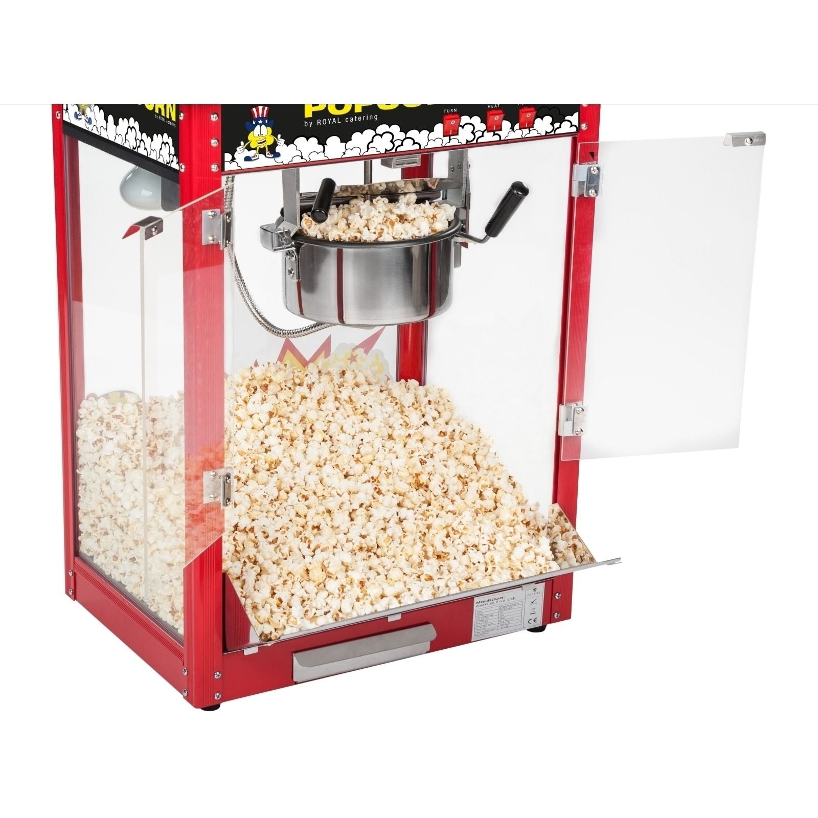 Macchina per popcorn professionale rossa 1600 watt con carrello 3614068