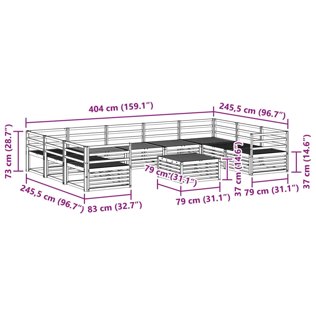 Set di divani da esterno 10 pcs Naturale