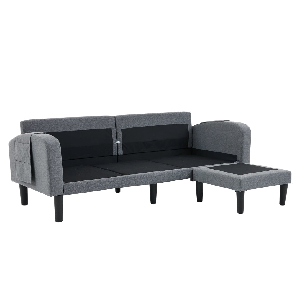 Divano ad angolo, divano a L a 3 posti, con poggiapiedi, 204x136x80 cm, grigio