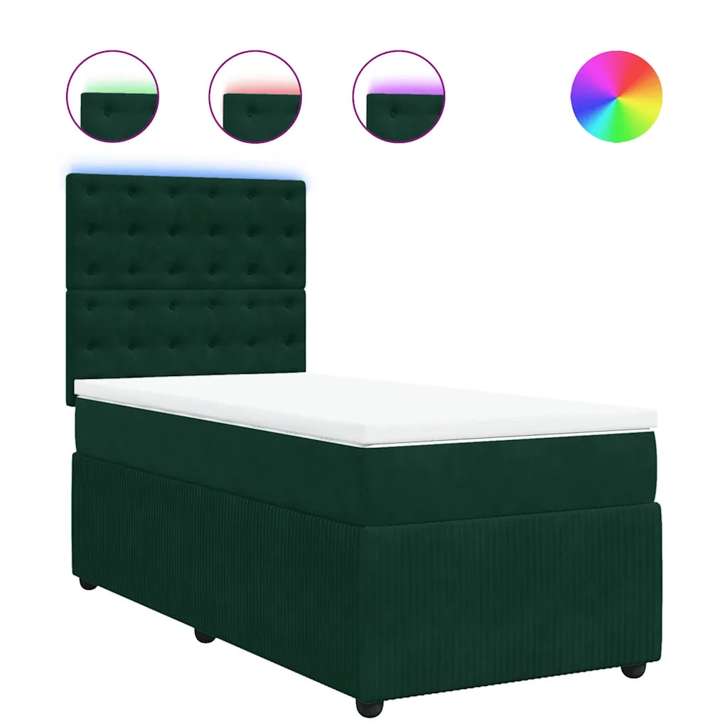 Giroletto a Molle con Materasso Verde Scuro 80x200 cm Velluto