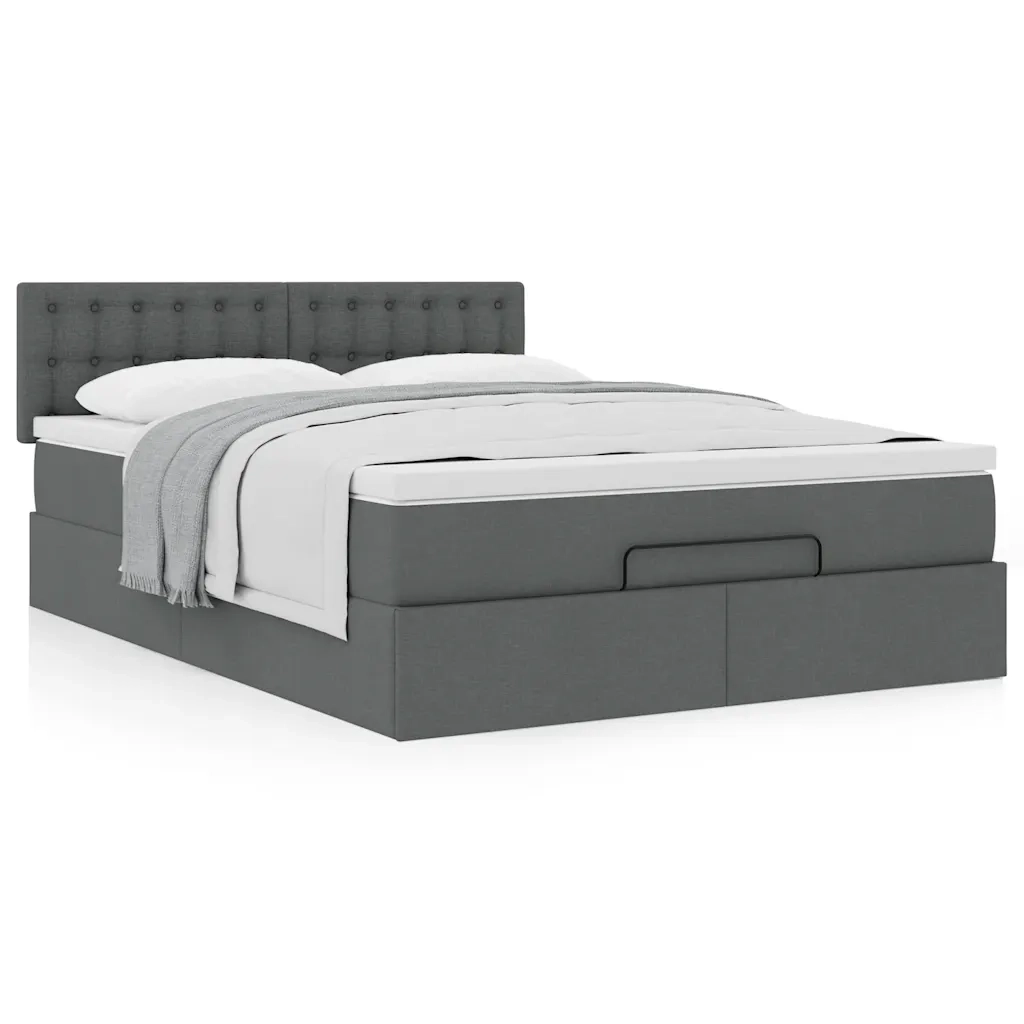 Pouf Letto con Materasso Grigio Scuro 140x200 cm in Tessuto 3311630