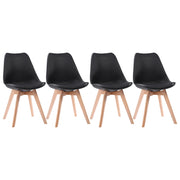 Set di 4 sedie scandinave nere NORA con cuscino