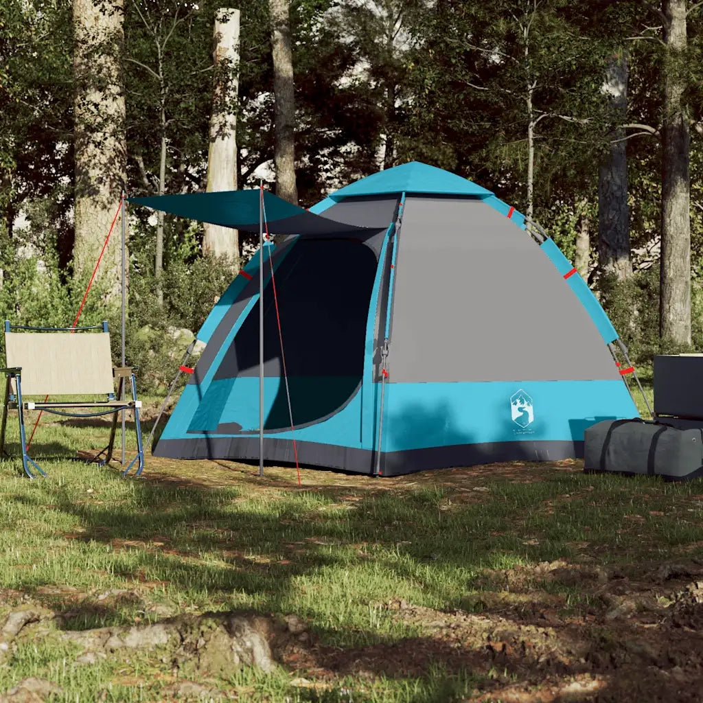 Tenda da Campeggio Cabina 4 Persone-Tenda per Escursionismo Blu a Rilascio Rapido 660328