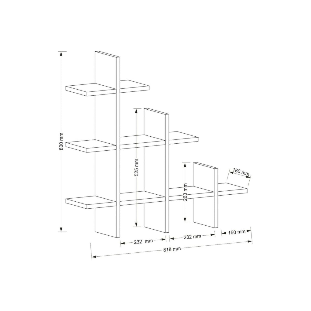 Mensola Onil, Scaffale, Ripiano a muro, Scaffalatura multiuso, 82x18h80 cm, Noce