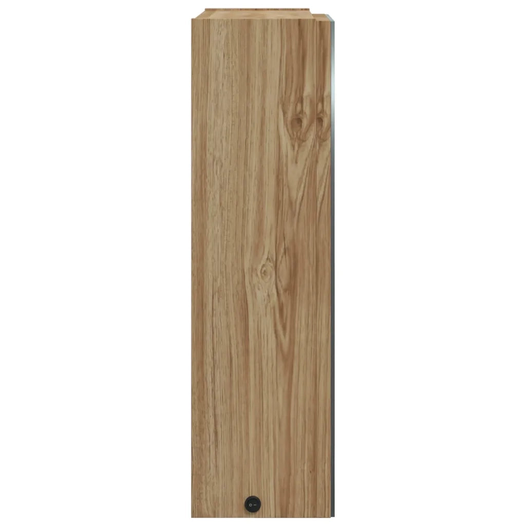 Armadietto Bagno con Specchio e LED-Mobiletto a specchio Rovere 45x13x52 cm