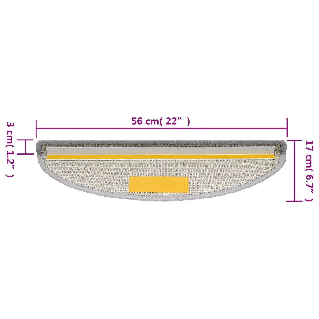 Tappetini per scale 10 pz 56x17x3 cm Grigio chiaro Semicircolari 149741
