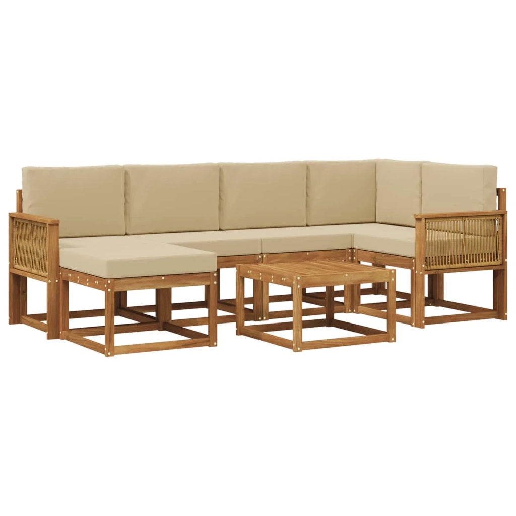 Set di divani da esterno 7 pz Naturale e Beige 3385379