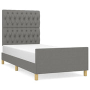 Letto singolo | Letto per adulti | Giroletto senza Materasso Grigio Scuro 90x190 cm Tessuto