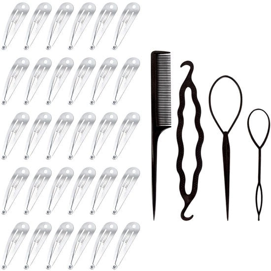 Spille per capelli 30 pezzi - Argento - Spille per capelli a spirale 4 pezzi - Spille per capelli in metallo - Strumenti per capelli - Materiale duraturo - Ferri per capelli
