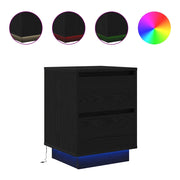 Set di 2 Comodini | Armadio da Notte | Mobiletto da notte con Luci LED Nero 38x34x50 cm