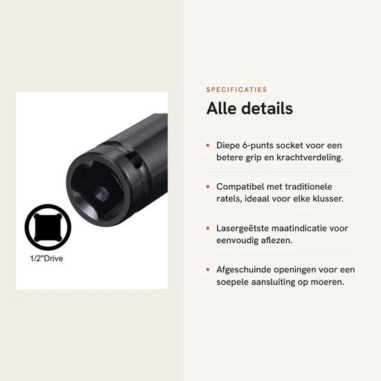 Slitta a 18mm con 6 punte - 1/2 pollice di diametro di trasmissione - Slitta in acciaio CR-V trattato termicamente - Resistente alla corrosione - Lunghezza 78mm - Busse
