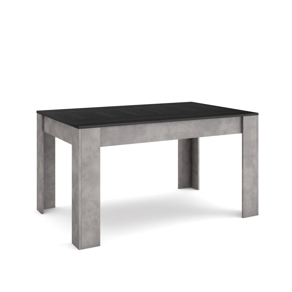 Tavolo da Pranzo, 140x90x76cm, Per 6 persone, Tavolo Cucina, Nero e grigio cemento RF3646