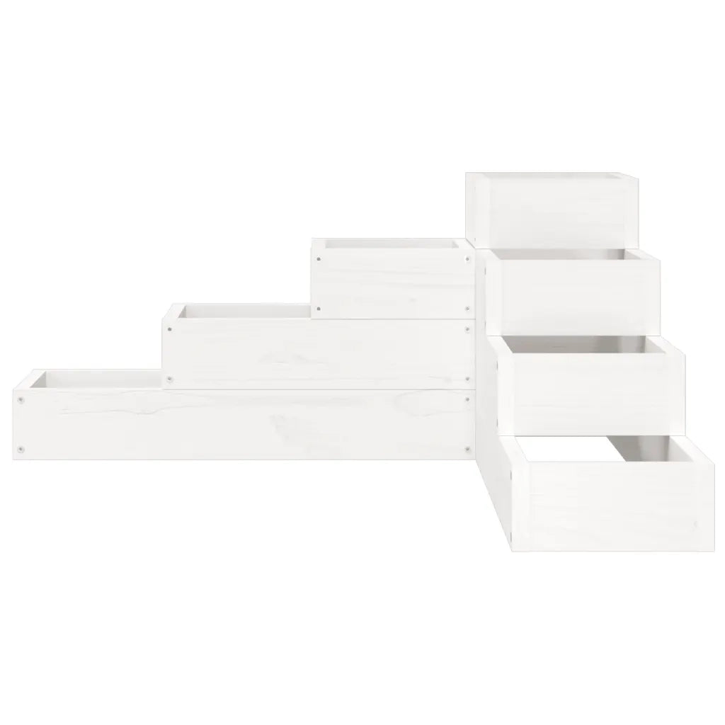 Fioriera angolare di design a 4 livelli per balcone o terrazzo 80,5 x 79 x 36 cm realizzata in legno di pino bianco 02_0048507