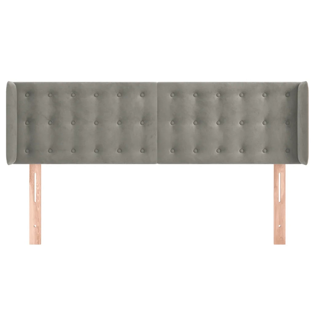 Testiera ad Orecchio Grigio Chiaro 147x16x78/88 cm in Velluto 3119250