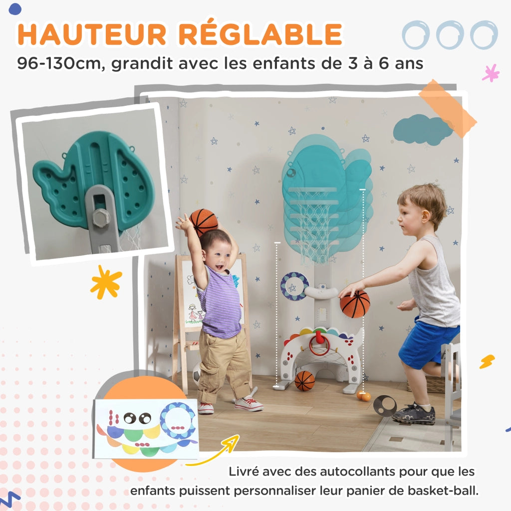 Cestino da basket per bambini 5 in 1 ¨C zephmum ¨C blu e grigio
