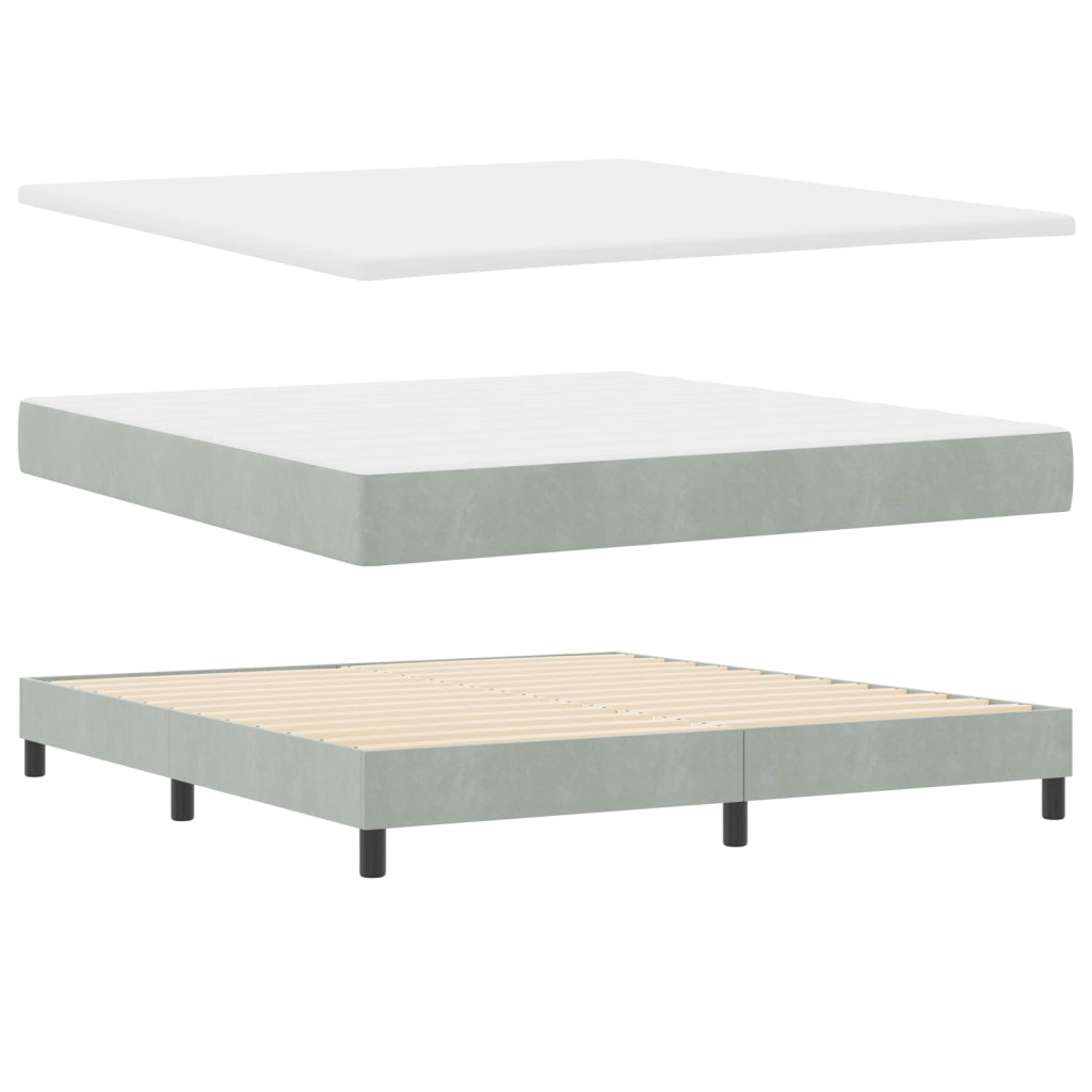 Letto Box Spring con Materasso Grigio Chiaro Super King in Velluto